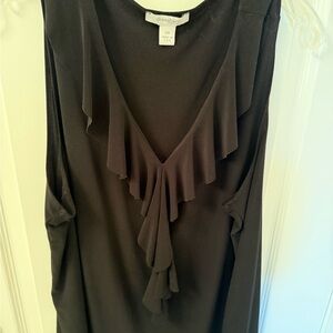 Black Ruffled Sleeveless Top